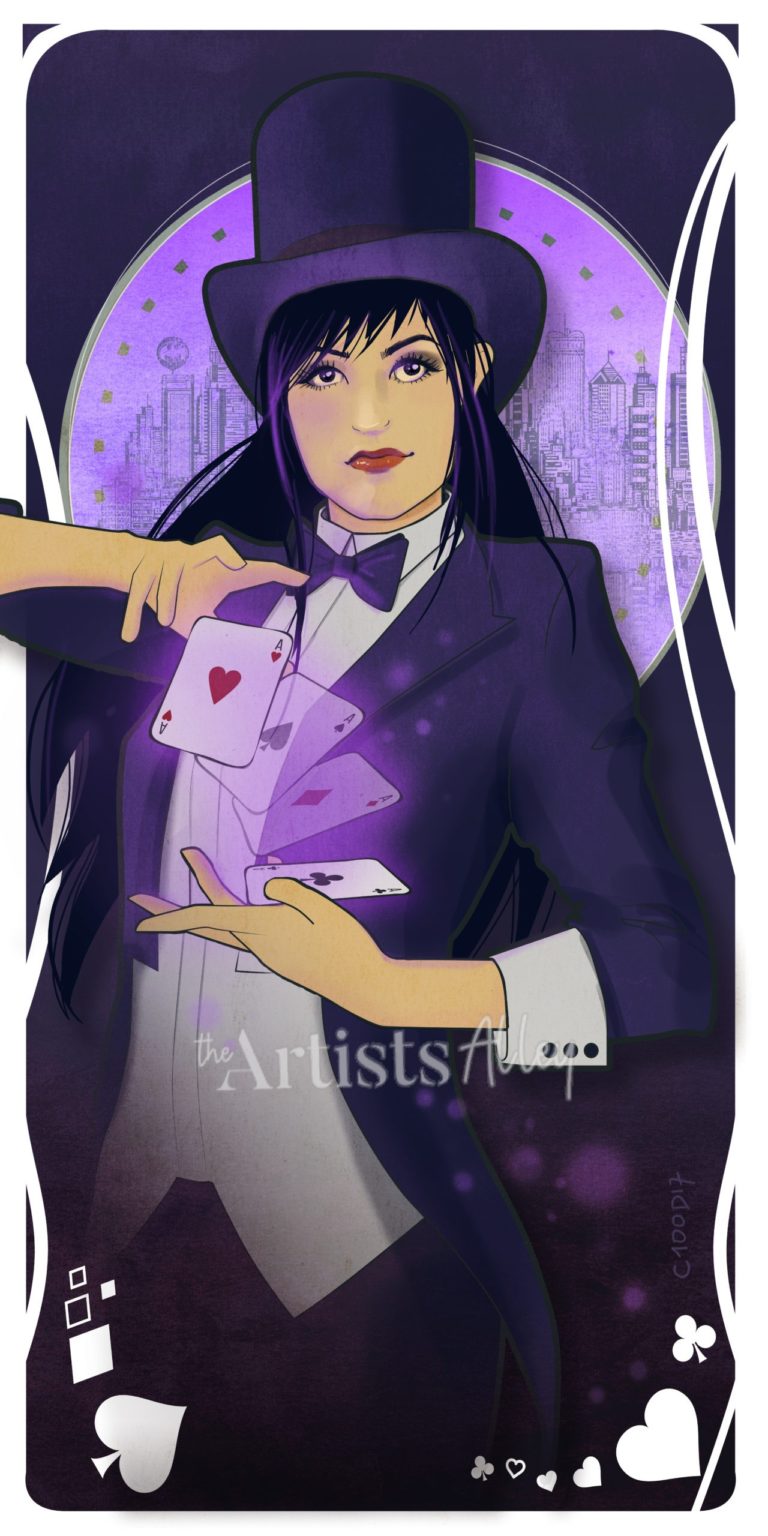 Illustration Zatanna Magicienne En Tenue De Cirque Style Mucha Dessin